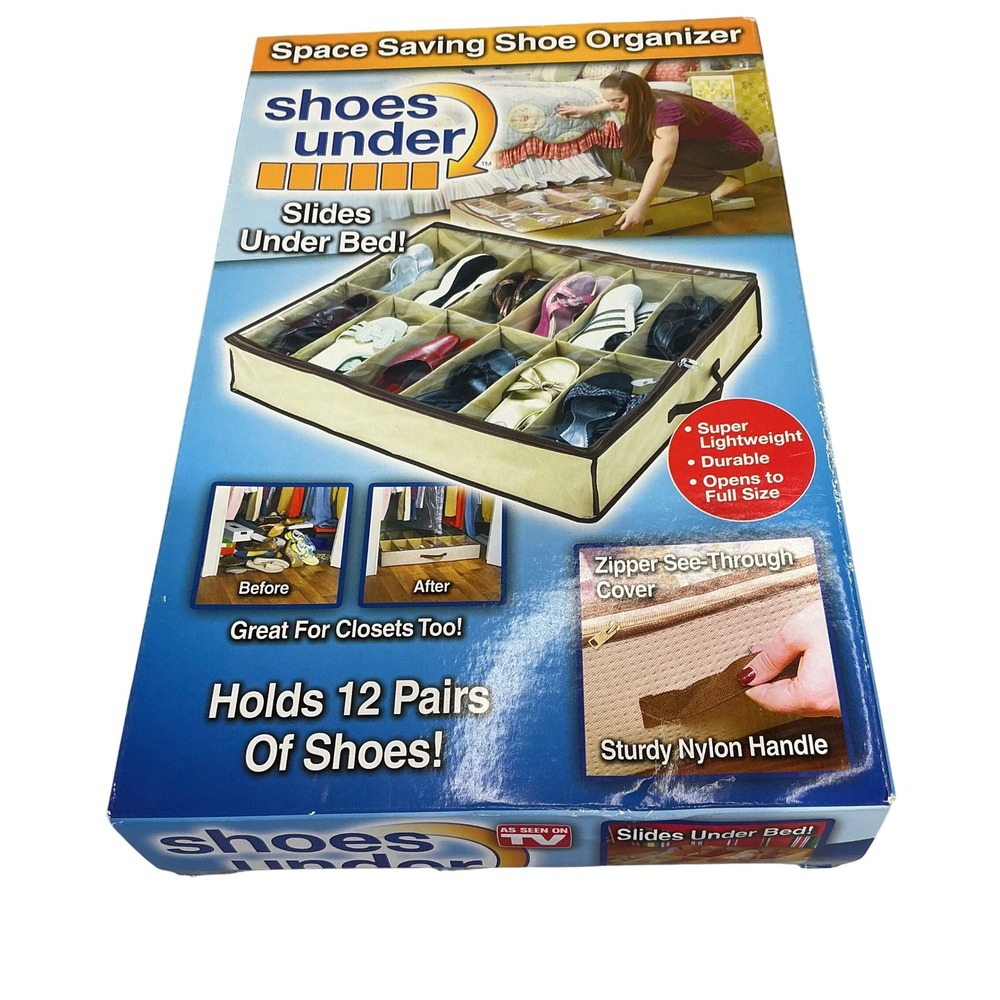 Shoes Under‎ Space Saving Under Bed Shoe Organizer Holds 12 Pairs As Seen On TV